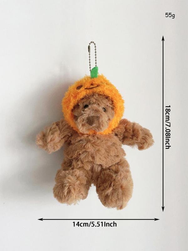 Cute Cartoon Bear Design Keychain, Creative 3D Bear Charm with Detachable Hat, Soft Stuffed Animal Doll Charm for Birthday Gift & Room Decoration