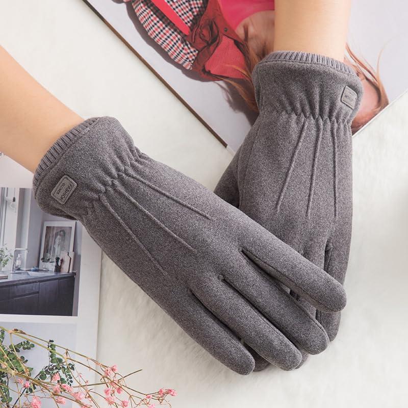 Winter Womens Cashmere Gloves With Finger Touchscreen Texting Fleece Lined Outdoors Windproof Warm Gloves