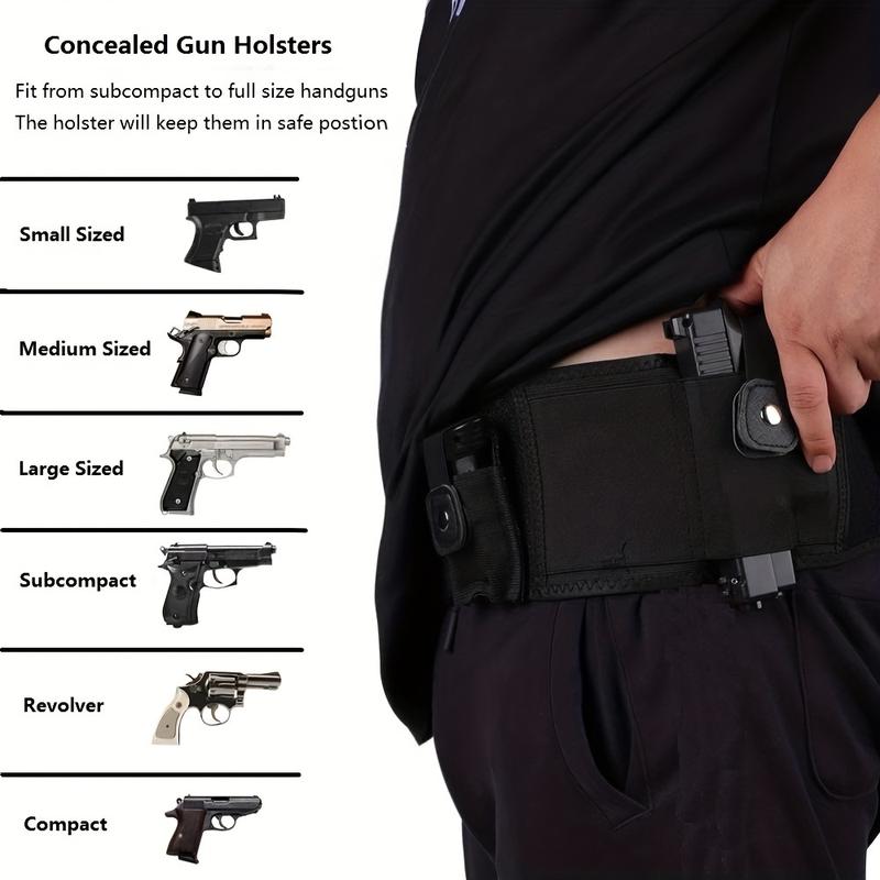 Belly Band Holster For Concealed Carry, Smith And Wesson, Taurus, Shield, G19, 17, 42, 43, P238, G-series, And More, Men And Women Elastic Breathable Holster