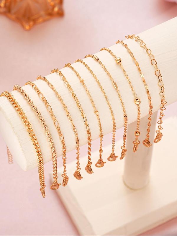 Women's Elegant Chain Bracelet Set, Fashion Jewelry for Party, Daily Clothing Decor, Trendy All-match & Exquisite Jewelry for Birthday Gift