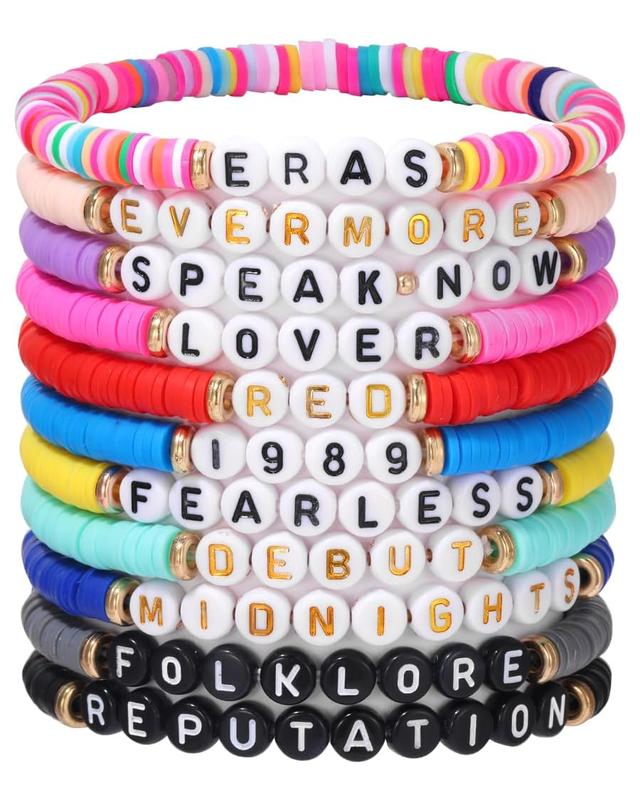 11PCS Swift Friendship 1989 Bracelets,Swift Merch Bracelet Tour Concert,Lover Folklore Evermore Midnight Bracelets for Swift Fans,Women,Girls