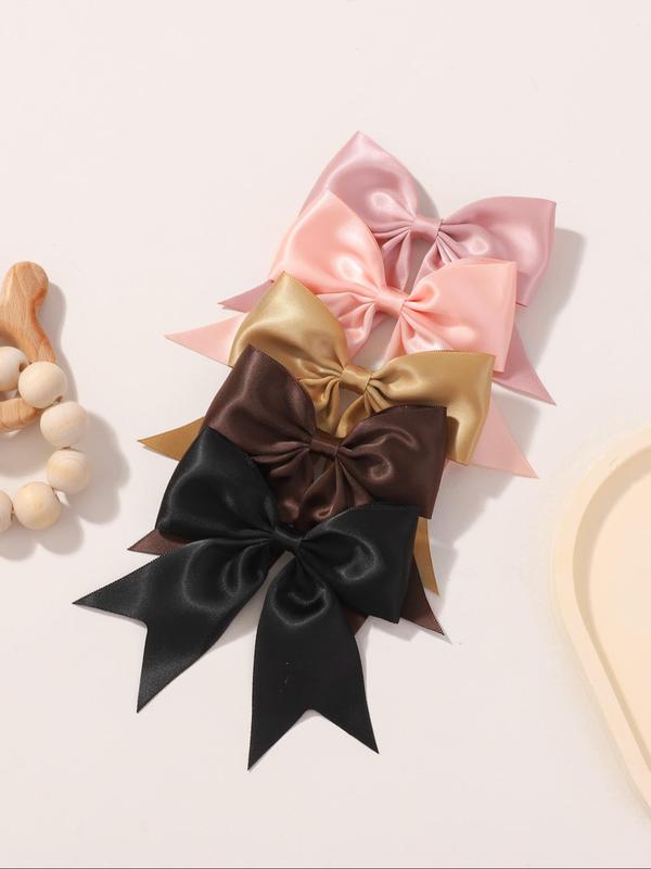 Solid Color Bow Decor Hair Clip, Elegant Fashion Hair Accessories for Women & Girls, Minimalist Headwear Suitable for Thick Hair