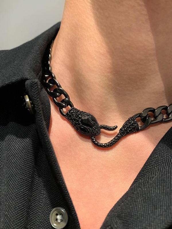 Unisex Punk Style Snake Design Chain Necklace, Trendy Stylish Hip Hop Matching Necklace, Gothic Jewelry for Party & Daily Decor As Birthday Gift for Women & Men