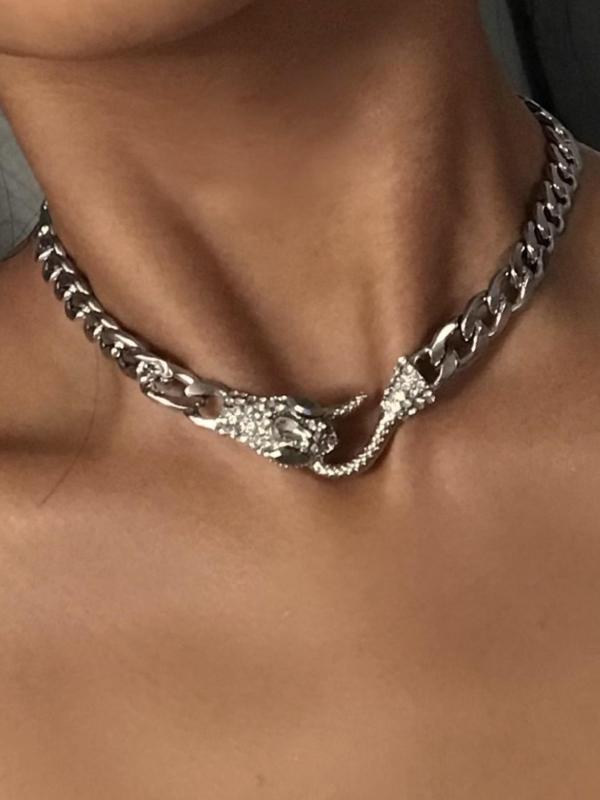 Unisex Punk Style Snake Design Chain Necklace, Trendy Stylish Hip Hop Matching Necklace, Gothic Jewelry for Party & Daily Decor As Birthday Gift for Women & Men