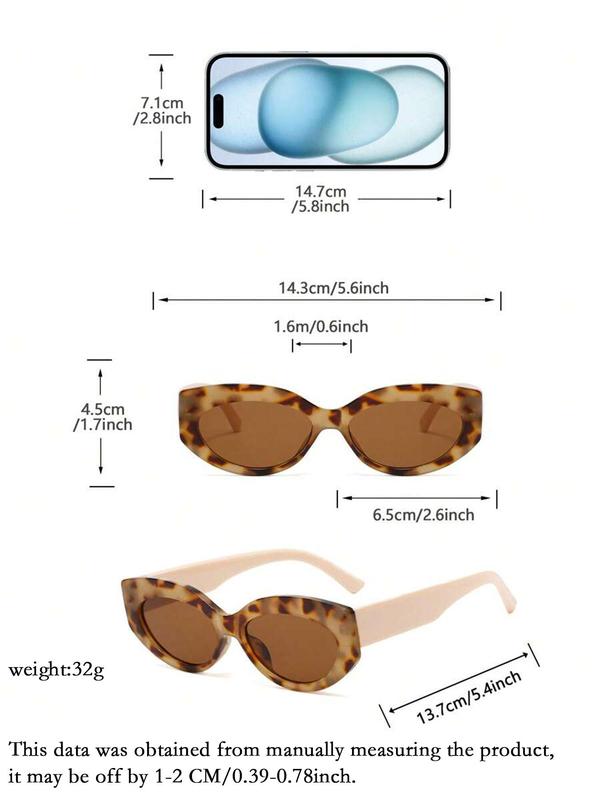 Women's Vintage Leopard Pattern Cat Eye Sunglasses, Trendy Casual Sunglasses for Everyday Use, Fashion Accessories for Outdoor Activities