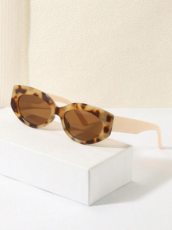 Women's Vintage Leopard Pattern Cat Eye Sunglasses, Trendy Casual Sunglasses for Everyday Use, Fashion Accessories for Outdoor Activities