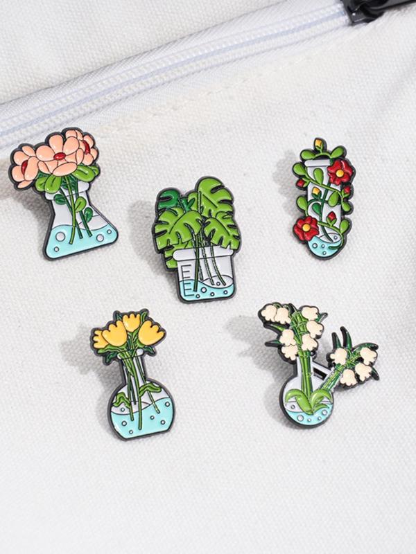 Cute Cartoon Animal & Flower Design Brooches, Fashion Alloy Badge for Backpacks & Clothes, Enamel Pin Suitable for Backpacks, Jeans, Scarves, Hats Decoration