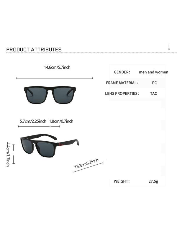 Unisex Sporty Square Frame Polarized Sunglasses, Outdoor Square Frame Sports Sunglasses, Fashion Accessories for Men & Women, with Storage Bag