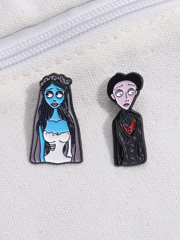 Cartoon Couple Design Brooch, Cute Fashion Alloy Badge for Women & Men, Enamel Pin Suitable for Backpacks, Jeans, Scarves, Hats Decoration