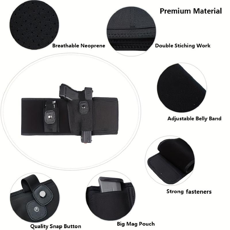 Belly Band Holster For Concealed Carry, Smith And Wesson, Taurus, Shield, G19, 17, 42, 43, P238, G-series, And More, Men And Women Elastic Breathable Holster