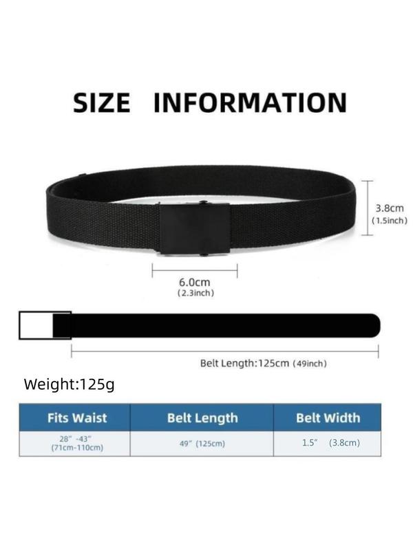 Men's Casual Plain Canvas Waist Belt, Fashionable Waistband for Jeans Trousers, Casual Waistband for Daily Clothing Decor, Trendy All-match & Exquisite Belt for Gift