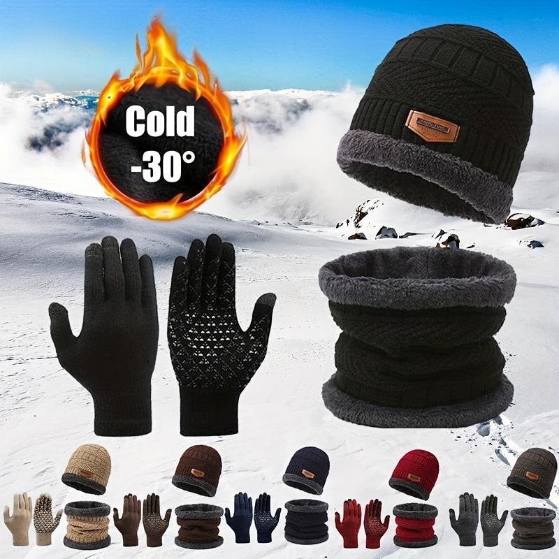 Three-Piece Winter Warm Accessories, Thick Fluffy Knitted Hat, Gloves, Scarf, Winter Knitted Hat, Low-Key Style, Ideal Gift