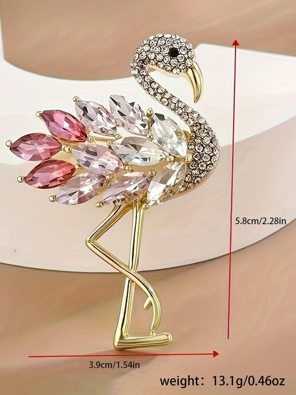 Colorblock Rhinestone Decor Flamingo Design Brooch, Fashionable Animal Design Brooch, Trendy All-match & Exquisite Brooch for Birthday Gift