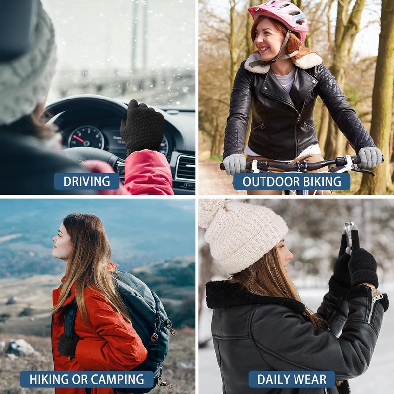 Winter Gloves Womens, Touchscreen Gloves for Women, Warm Gloves with Elastic Cuff Knit Gloves for Cold Weather