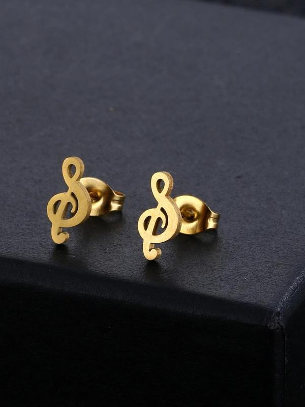 1 Pair Women's Elegant Music Note Design Stud Earrings, Casual Trendy Matching Stud Earrings, Fashionable Jewelry for Daily & Party Decoration