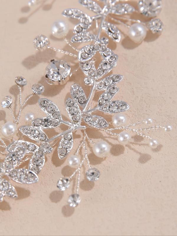 Rhinestone Decorated Leaf Design Headband, Elegant Bridal Headwear for Wedding Bridal Party Formal Occasions, Fashion Hair Accessories for Women