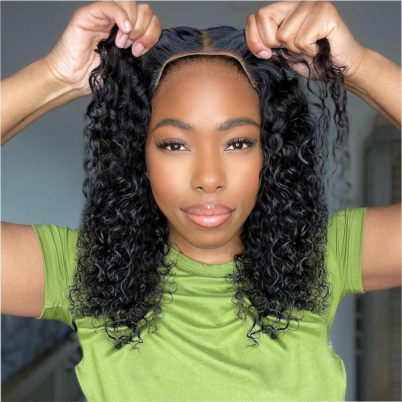 180% Density Glueless Wig Curly HD Transparent Lace Frontal Wig Water Wave Brazilian Remy Human Hair 5x5 4x6 6x4 HD Transparent Lace Closure Wig For Women Natural Black Wig Bling Hair 30 Inch