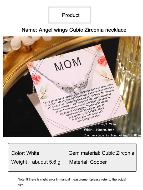 Women's Elegant Rhinestone Decorated Wing Design Pendant Necklace, 2024 New Style Exquisite Trendy Pendant Necklace, Chic Gorgeous Jewelry for Gift