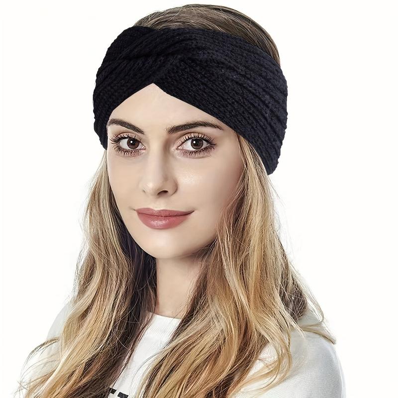 3PC Women'S Fashion Knitted Headbands - Spandex Material, Minimalist Sweet Style with Bow Tie Design - Solid Color, Daily Wear Headband Set for Autumn & Winter Warmth - Ideal Birthday Festive Gift