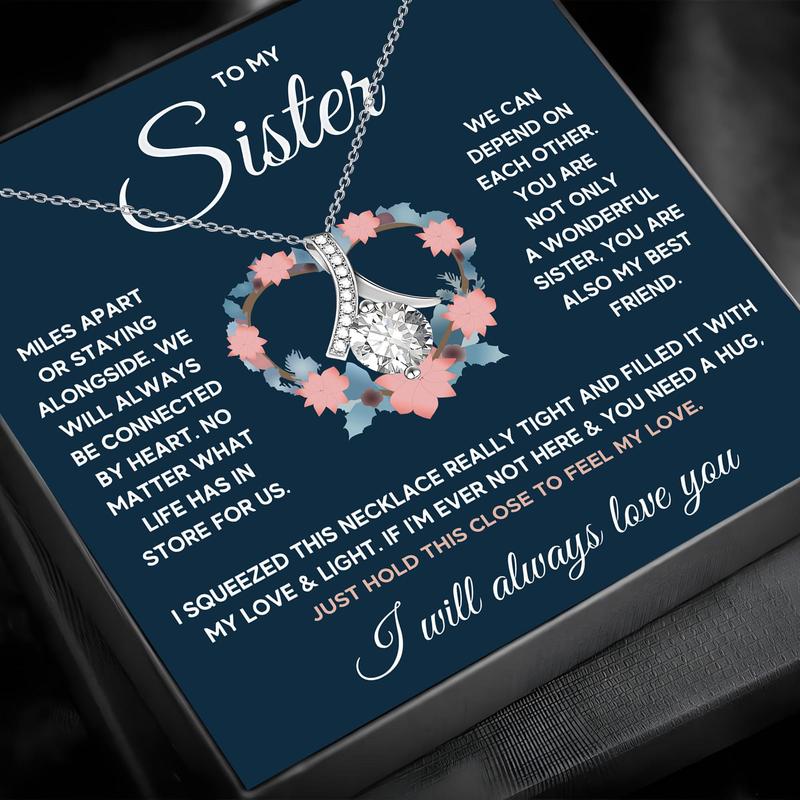 Sister Gift Box, 1 Count Pendant Necklace with Gift Box & Greeting Card, Classic Sister Gift, Birthday Gift for Sister, Encouragement Gift, Christmas Gift Ideas, Stocking Stuffers