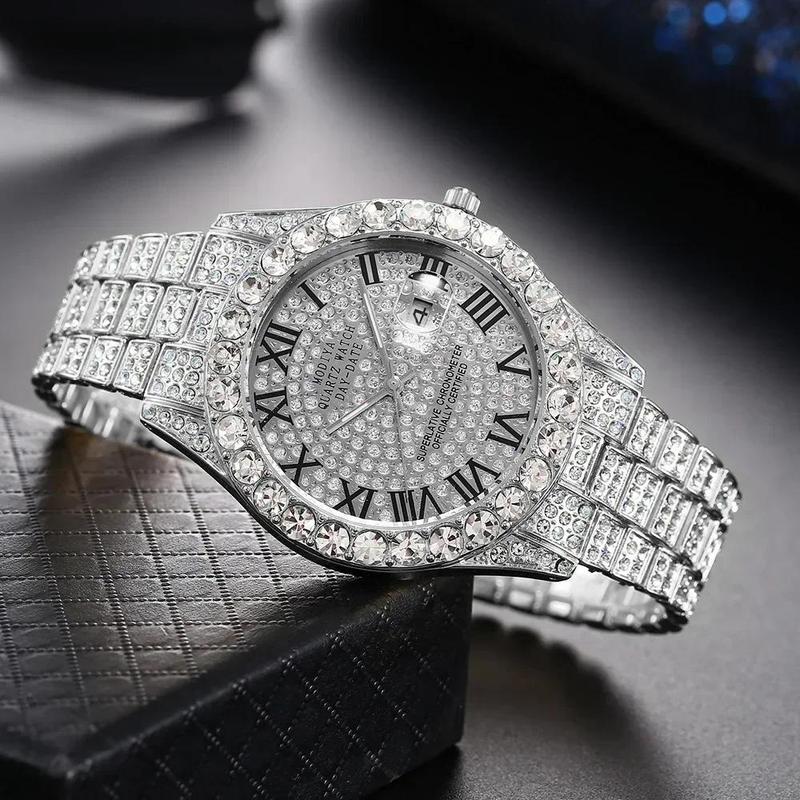 Watch Luxury Rhinestone Quartz Watches Round Clock Unisex Wrist Watch