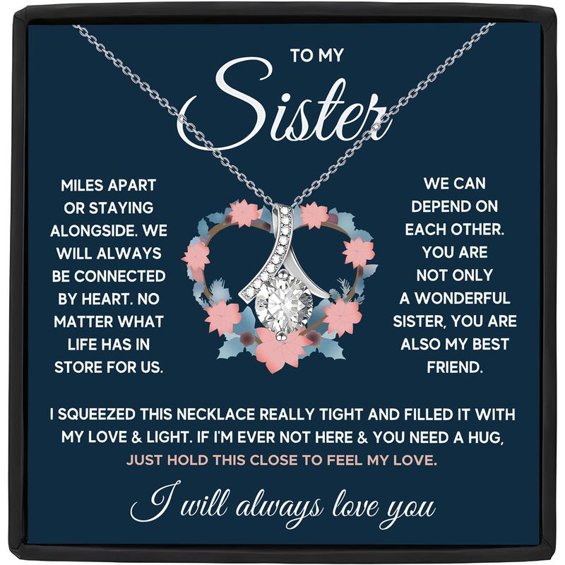 Sister Gift Box, 1 Count Pendant Necklace with Gift Box & Greeting Card, Classic Sister Gift, Birthday Gift for Sister, Encouragement Gift, Christmas Gift Ideas, Stocking Stuffers