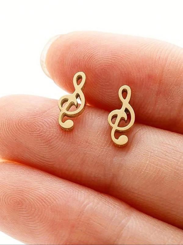 1 Pair Women's Elegant Music Note Design Stud Earrings, Casual Trendy Matching Stud Earrings, Fashionable Jewelry for Daily & Party Decoration