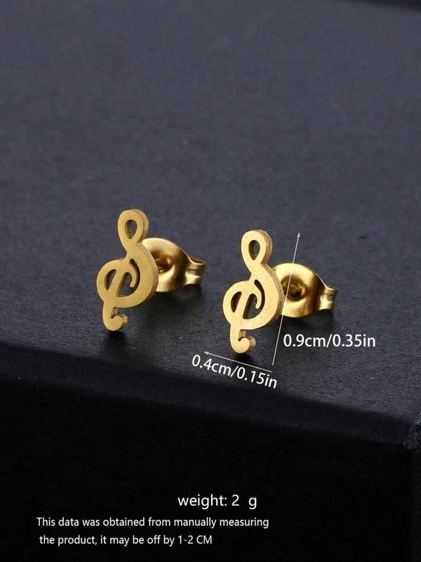 1 Pair Women's Elegant Music Note Design Stud Earrings, Casual Trendy Matching Stud Earrings, Fashionable Jewelry for Daily & Party Decoration