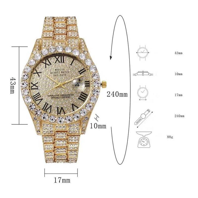 Watch Luxury Rhinestone Quartz Watches Round Clock Unisex Wrist Watch