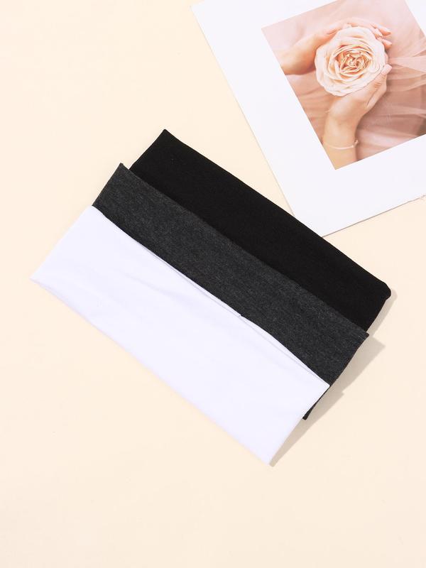 Solid Color Minimalist Hair Band for Party Style, High Stretch Face Washing & Sporting Hair Band for Women and Girls