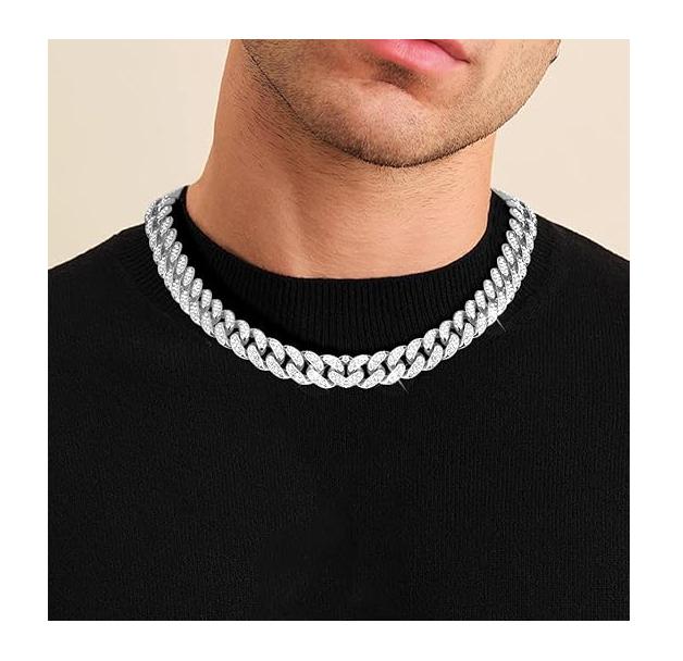 Cuban Link Chain for Men Women,Necklaces,Iced Out Chain,Hip Hop ,Thick Silver Chain,Golden Chain, Bracelet