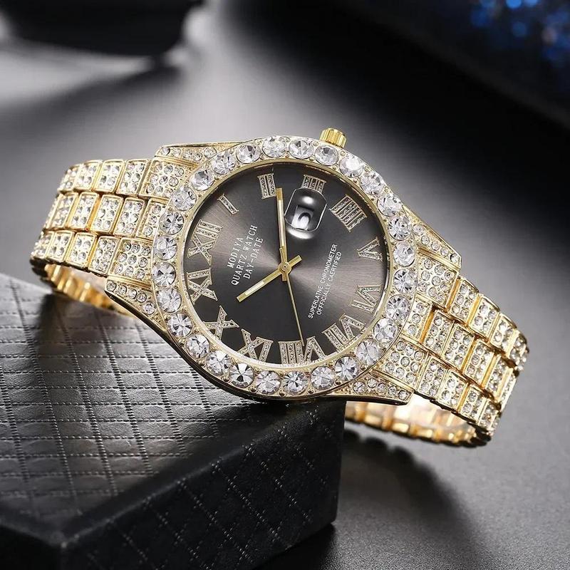 Watch Luxury Rhinestone Quartz Watches Round Clock Unisex Wrist Watch