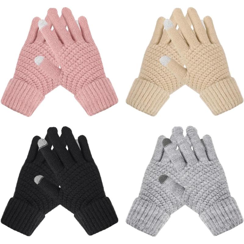 Winter Gloves Womens, Touchscreen Gloves for Women, Warm Gloves with Elastic Cuff Knit Gloves for Cold Weather