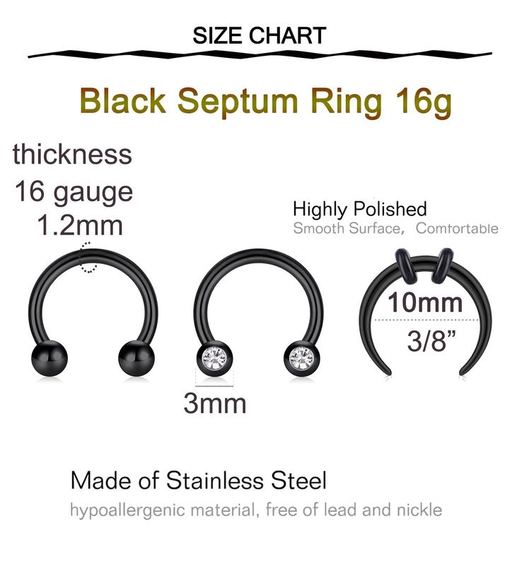 Mustache Septum Ring Septum Rings Septum Jewelry Septum Rings 16G Septum Piercing Septum Pincher 16 Gauge Septum Nose Rings Mustache Nose Ring Septum