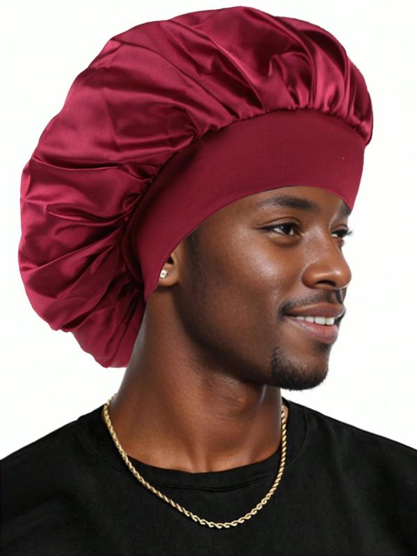 Men's Sleeping Cap, Solid Color Satin Hair Bonnet for Men, Hair Protector Cap for Men, Solid Color Satin Hair Bonnet for Sleeping, Night Sleeping Cap