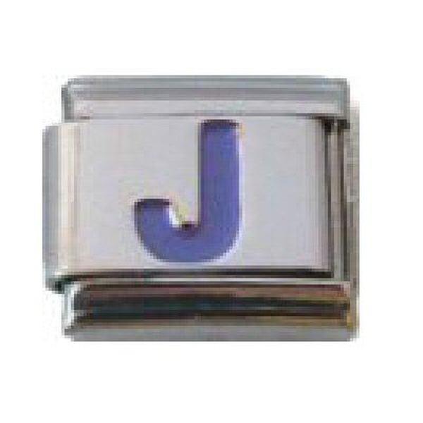 Italian Charm Link Purple Letter J 9mm