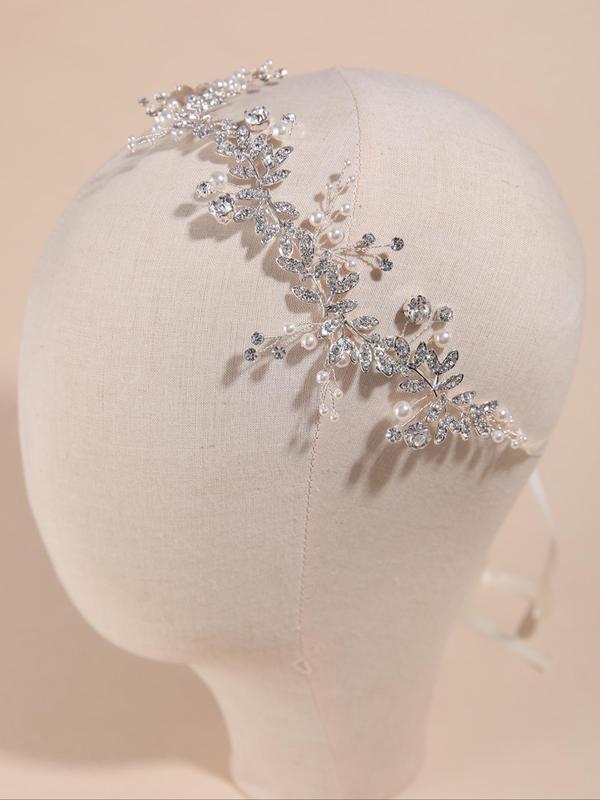 Rhinestone Decorated Leaf Design Headband, Elegant Bridal Headwear for Wedding Bridal Party Formal Occasions, Fashion Hair Accessories for Women