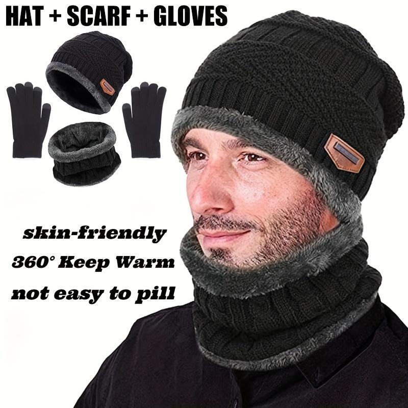 Three-Piece Winter Warm Accessories, Thick Fluffy Knitted Hat, Gloves, Scarf, Winter Knitted Hat, Low-Key Style, Ideal Gift