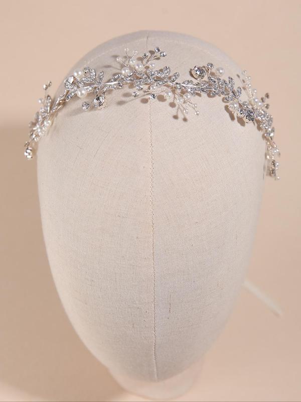 Rhinestone Decorated Leaf Design Headband, Elegant Bridal Headwear for Wedding Bridal Party Formal Occasions, Fashion Hair Accessories for Women