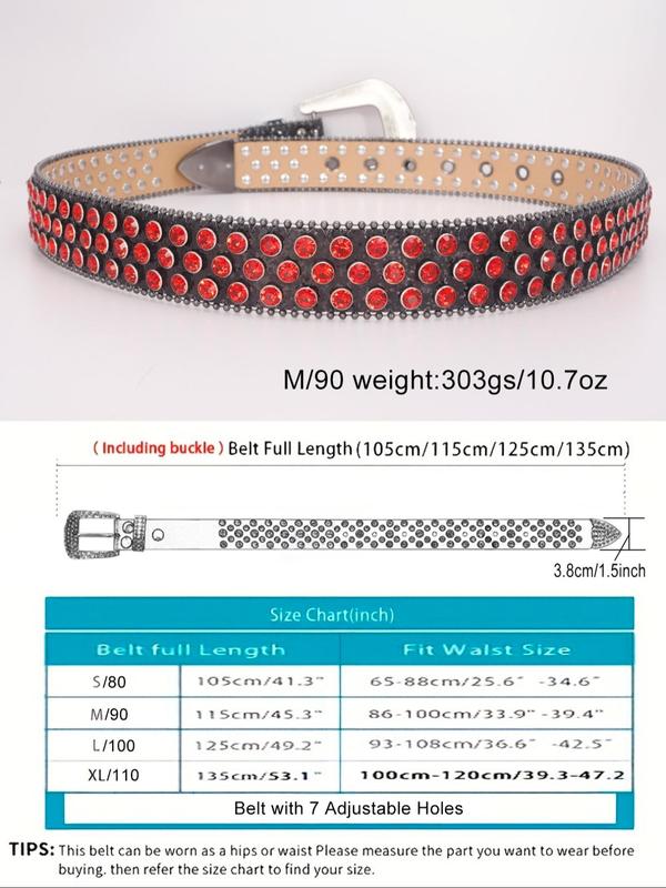 2024 New Fashion Rhinestone Decorated Pu Buckle Belt for Men & Women, Punk Western Edgar Cool Belts, Fashion Matching Waistband for Party, Cowboy Carter Belt, Punk Goth Cool Female Male Accessories