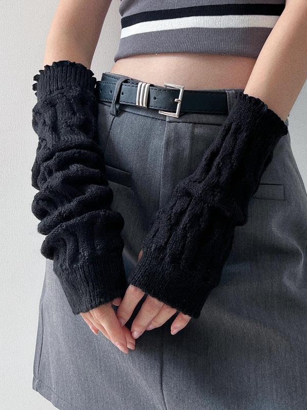 Women's Basic Solid Color Knitted Arm Sleeves, Fashionable Cute Arm Sleeves for Daily Wear, Casual Trendy Accessories for Party & Daily