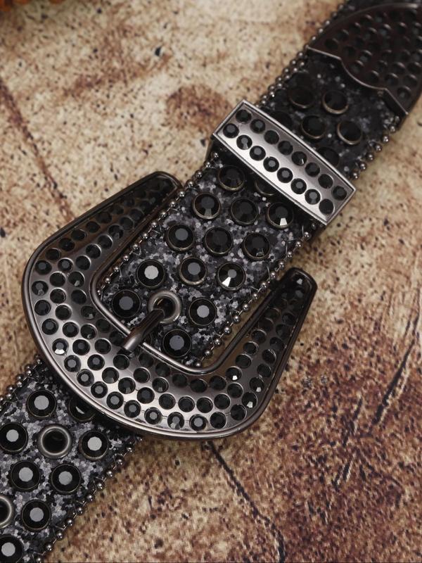 2024 New Fashion Rhinestone Decorated Pu Buckle Belt for Men & Women, Punk Western Edgar Cool Belts, Fashion Matching Waistband for Party, Cowboy Carter Belt, Punk Goth Cool Female Male Accessories