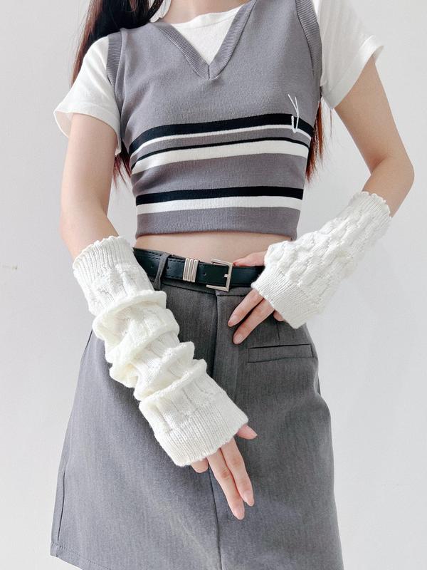 Women's Basic Solid Color Knitted Arm Sleeves, Fashionable Cute Arm Sleeves for Daily Wear, Casual Trendy Accessories for Party & Daily