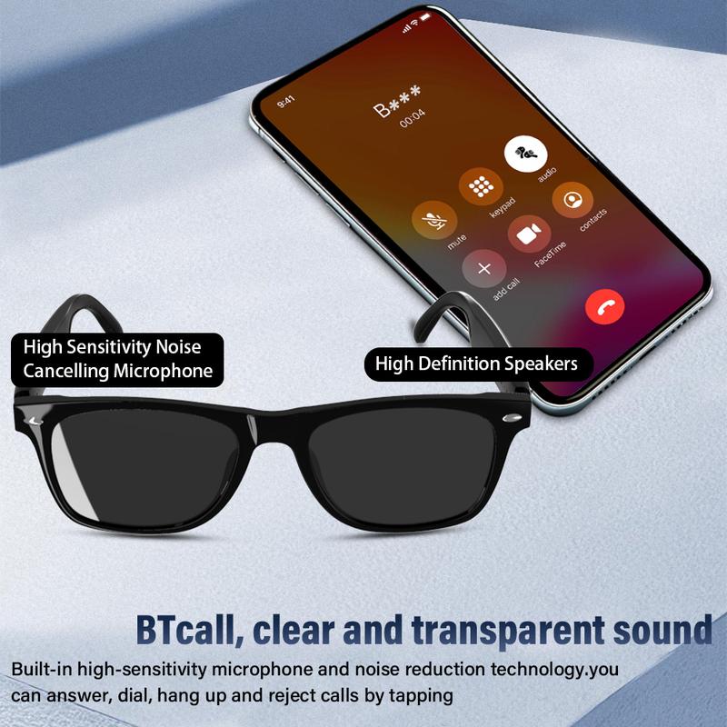 Smart Glasses, Polarized Bluetooth Sunglasses, Built-in Mic & Speakers, Voice Assistant, UV Protection, Bluetooth Glasses for Office, Driving, Cycling Outdoor Sports music playback