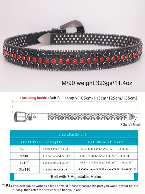 2024 New Fashion Rhinestone Decorated Pu Buckle Belt for Men & Women, Punk Western Edgar Cool Belts, Fashion Matching Waistband for Party, Cowboy Carter Belt, Punk Goth Cool Female Male Accessories