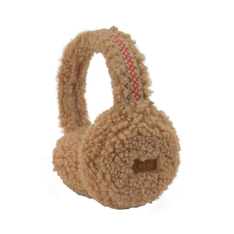 Sherpa With Embroidery Pattern Trim Earmuffs