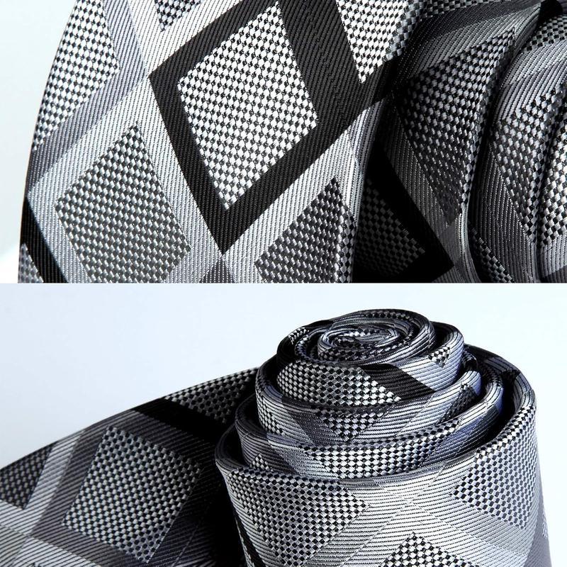 Mens Ties and Pocket Square Set Business Elegant Ties for Men Classic Lot 3 Pcs Wedding Party Neckties & Handkerchief