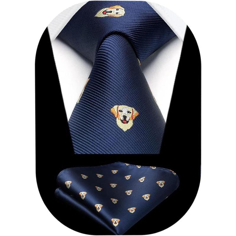 Ties for Men Classic Animal Tie Handkerchief Woven Silk Mens Ties Pocket Square Set Wedding Party Necktie