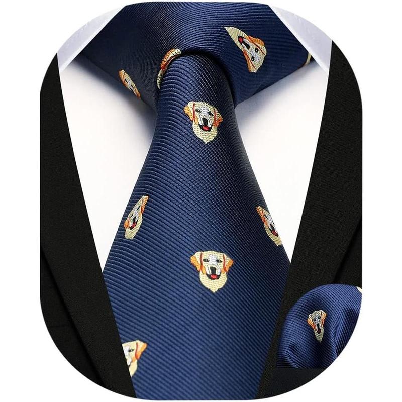 Ties for Men Classic Animal Tie Handkerchief Woven Silk Mens Ties Pocket Square Set Wedding Party Necktie