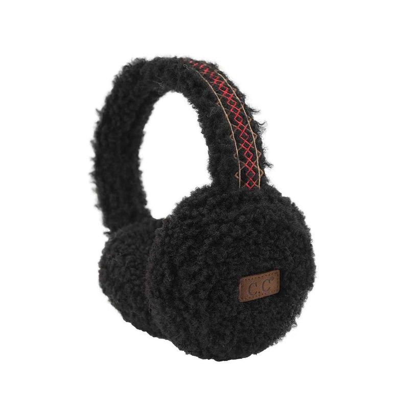 Sherpa With Embroidery Pattern Trim Earmuffs